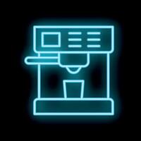 Neon coffee machine making espresso with cup on black background vector