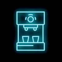 Neon icon of coffee machine preparing two cups of coffee vector