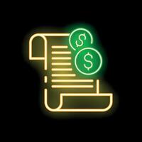 Neon sign representing financial statement with dollar coins vector