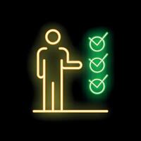 Businessman showing checklist with check marks in neon style vector