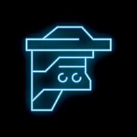 Glowing neon line icon of a credit card being inserted into a point of sale terminal vector