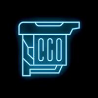 Neon icon of trashcan showing cco symbol for creative commons content vector