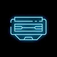 Glowing neon line game cartridge icon isolated on black background illustration vector