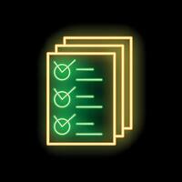 Neon glowing checklist icon showing tasks completed vector