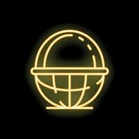 Neon globe icon glowing on dark background representing global business vector