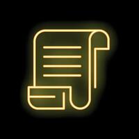 Neon yellow contract document with a signature on black background vector
