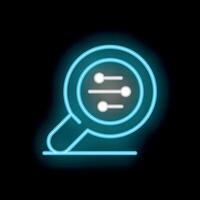 Neon icon of magnifying glass focusing on website menu representing search engine optimization vector
