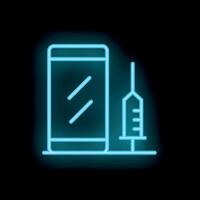 Neon style icon of a syringe injecting a smartphone vector
