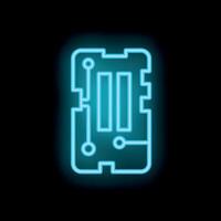 Blue neon circuit board glowing on black background vector