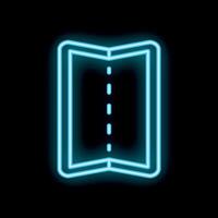 Neon blue folded map icon glowing on dark background vector