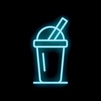 Neon sign showing a refreshing drink with a straw in a plastic cup vector