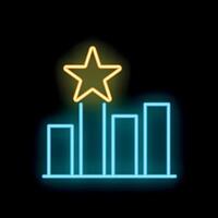 Neon sign showing progress bar reaching for the stars vector