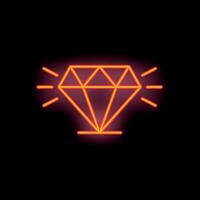 Red neon sign shining brightly depicting a diamond shape on a black background vector