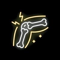 Neon sign showing broken bones and joint pain vector