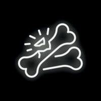 Neon style icon of broken bone with glowing lines vector