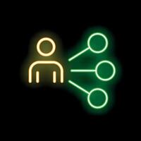 Neon icon of person choosing from multiple options vector