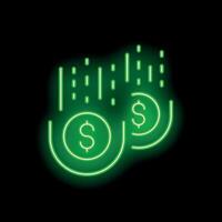 Neon green money transfer growing business icon vector