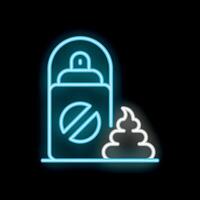 Neon icon of spray eliminating bad smell coming from a pile of poop vector