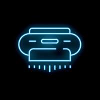 Blue neon sign showing air conditioner blowing cold air on black background vector