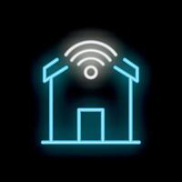 Neon icon of smart home connected to wifi network displaying internet of things vector