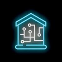 Neon icon of a smart home showing home automation vector