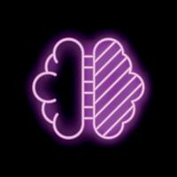 Neon style illustration of human brain showing two different parts vector
