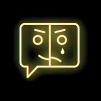 Neon speech bubble showing bipolar disorder with happy and sad face vector