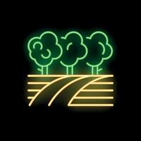 Neon sign showing a countryside landscape with trees and a path vector
