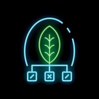 Neon green leaf connected to three checkboxes representing environmental conservation efforts vector