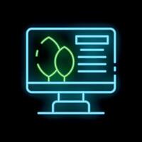Neon green leaves on computer screen icon for ecology presentation vector