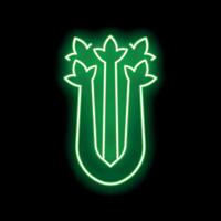 Glowing neon green celery icon on a black background vector