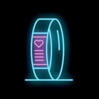 Neon fitness tracker displaying heart rate icon on black background vector