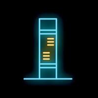 Glowing neon line electronic cigarette icon on a black background, representing vaping and ends vector