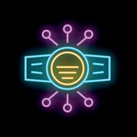 Neon smart watch connecting to wireless network icon illustration vector