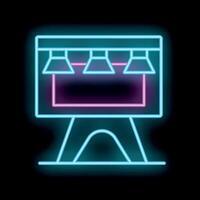 Neon billboard with four lamps shining down on it vector
