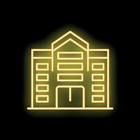 Bright yellow neon sign showing a generic multistory building vector