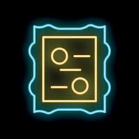 Neon icon of a vintage postage stamp glowing on a black background vector