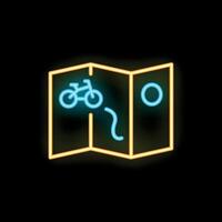 Neon sign showing a bicycle route on a map vector