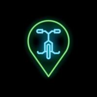 Neon icon of a kick scooter sharing location pointing somewhere vector