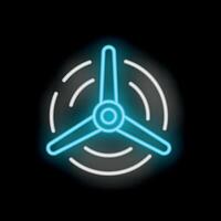 Neon icon of wind turbine generating clean energy vector