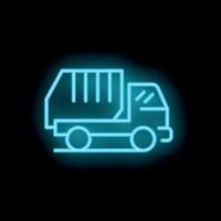 Neon style icon of garbage truck collecting trash vector
