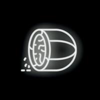 Neon icon of half cocoa pod with beans falling out vector