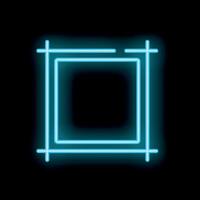 Neon blue glowing square frame border with crosses vector