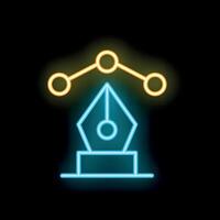 Neon icon of pen tool representing content creation process vector
