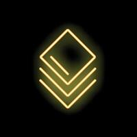 Neon yellow layers icon glowing on black background vector