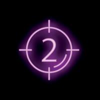 Neon number two glowing inside target symbol vector