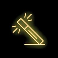Neon yellow magic wand casting a spell on black background vector
