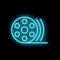 Neon film reel shining on black background vector