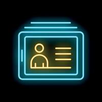 Neon icon of mobile phone showing customer profile with personal data vector