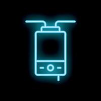 Neon icon of mobile phone with raised antennas representing strong signal vector